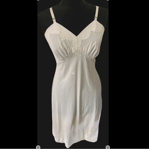 50s/60s vintage Floral Embroidered,lace Accent,trim Midi Slip by Shadowline